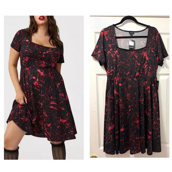 Torrid Plus Size 0 (0X 12) Blood Splatter Cosplay Costume A-Line Dress Pockets - Picture 1 of 4